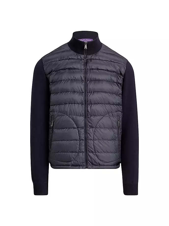 

Гибридный свитер-куртка с молнией во всю длину Ralph Lauren Purple Label, темно-синий