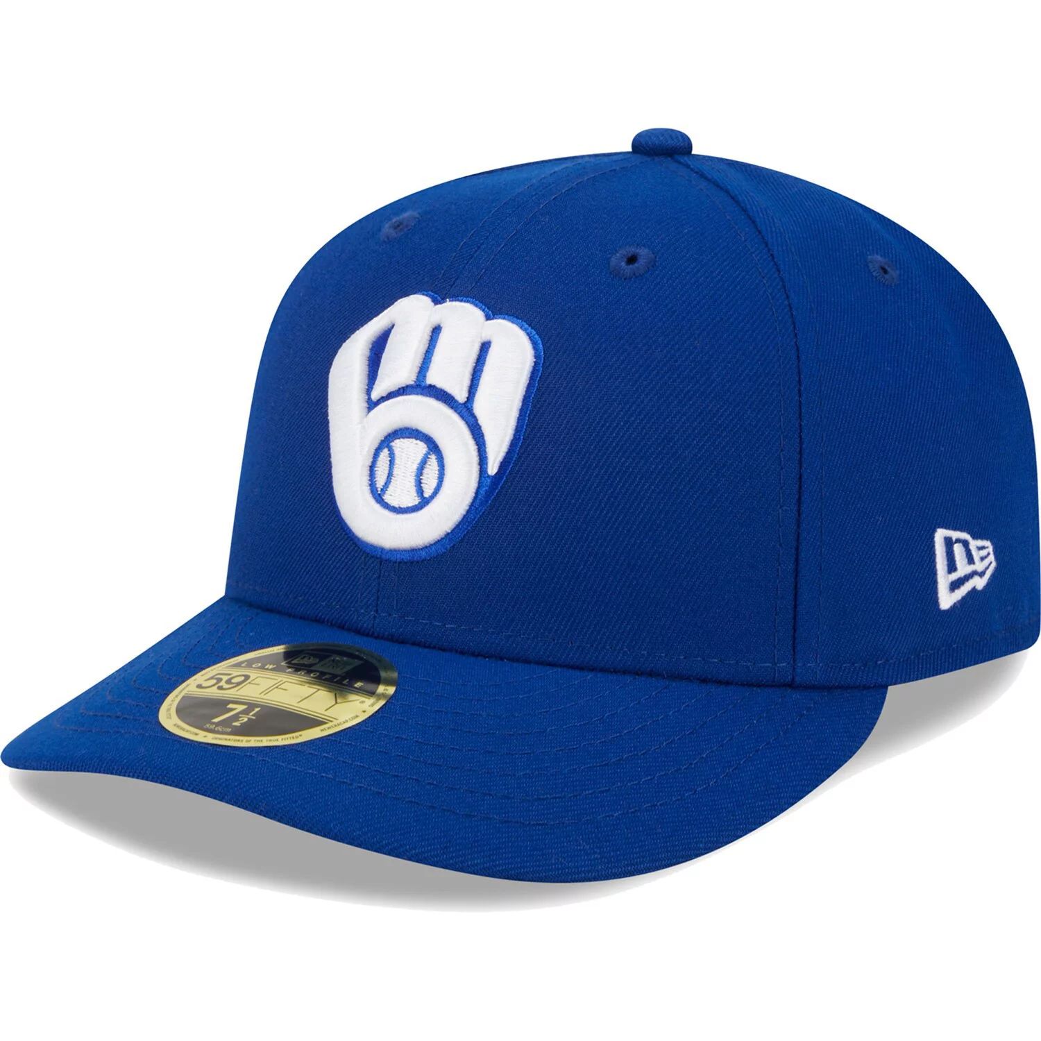 Мужская облегающая шляпа New Era Royal Milwaukee Brewers с белым логотипом 59FIFTY
