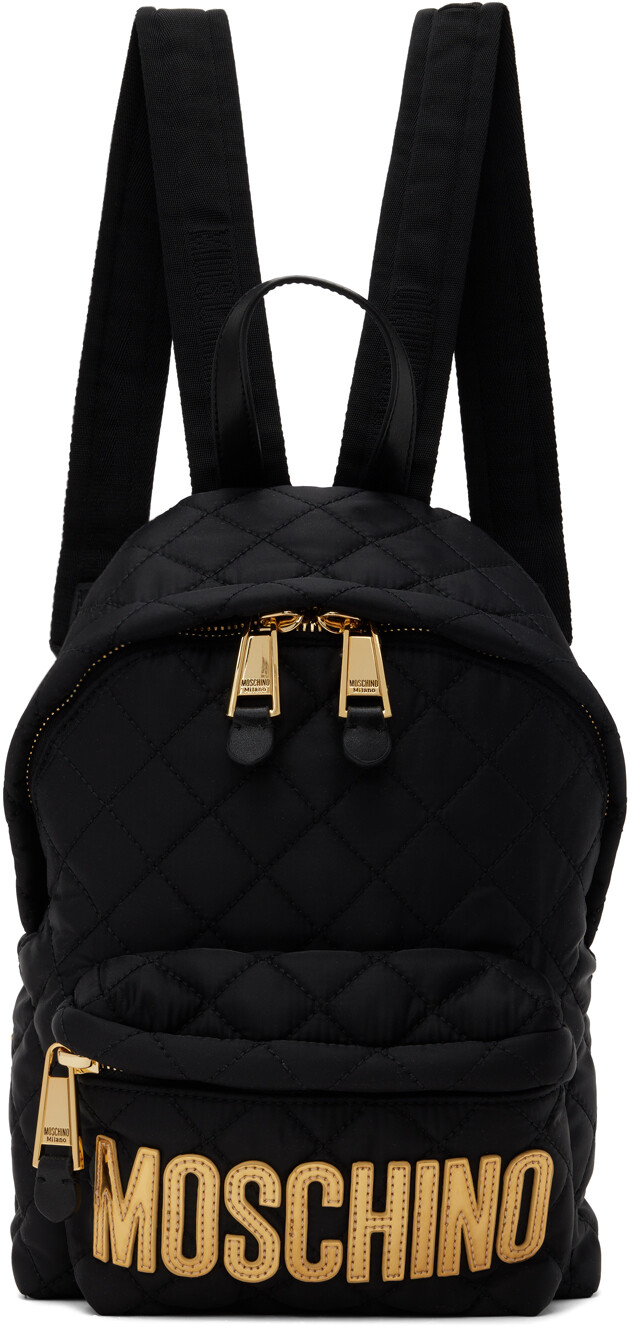 

Черный стеганый рюкзак Moschino, цвет Fantasy print black