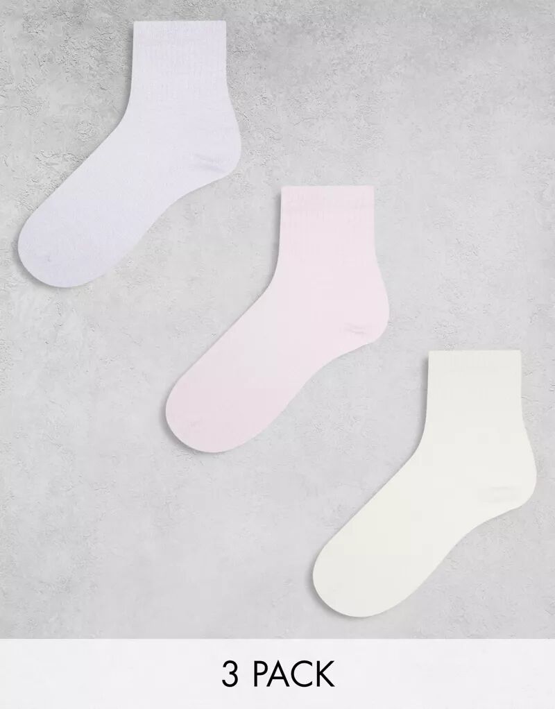 Три пары разноцветных носков до щиколотки ASOS