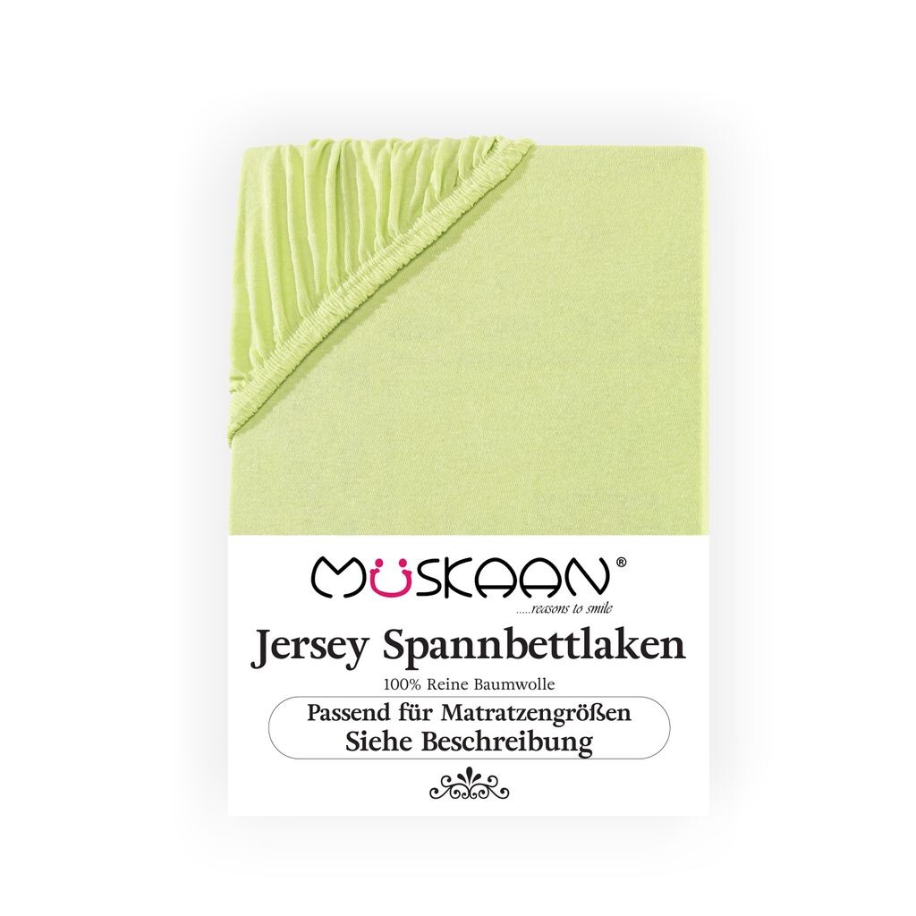 

Müskaan Jersey Topper простыня 180x200 - 200x200 см яблочно-зеленый до 10 см высота матраса простыня на резинке 100% хлопок