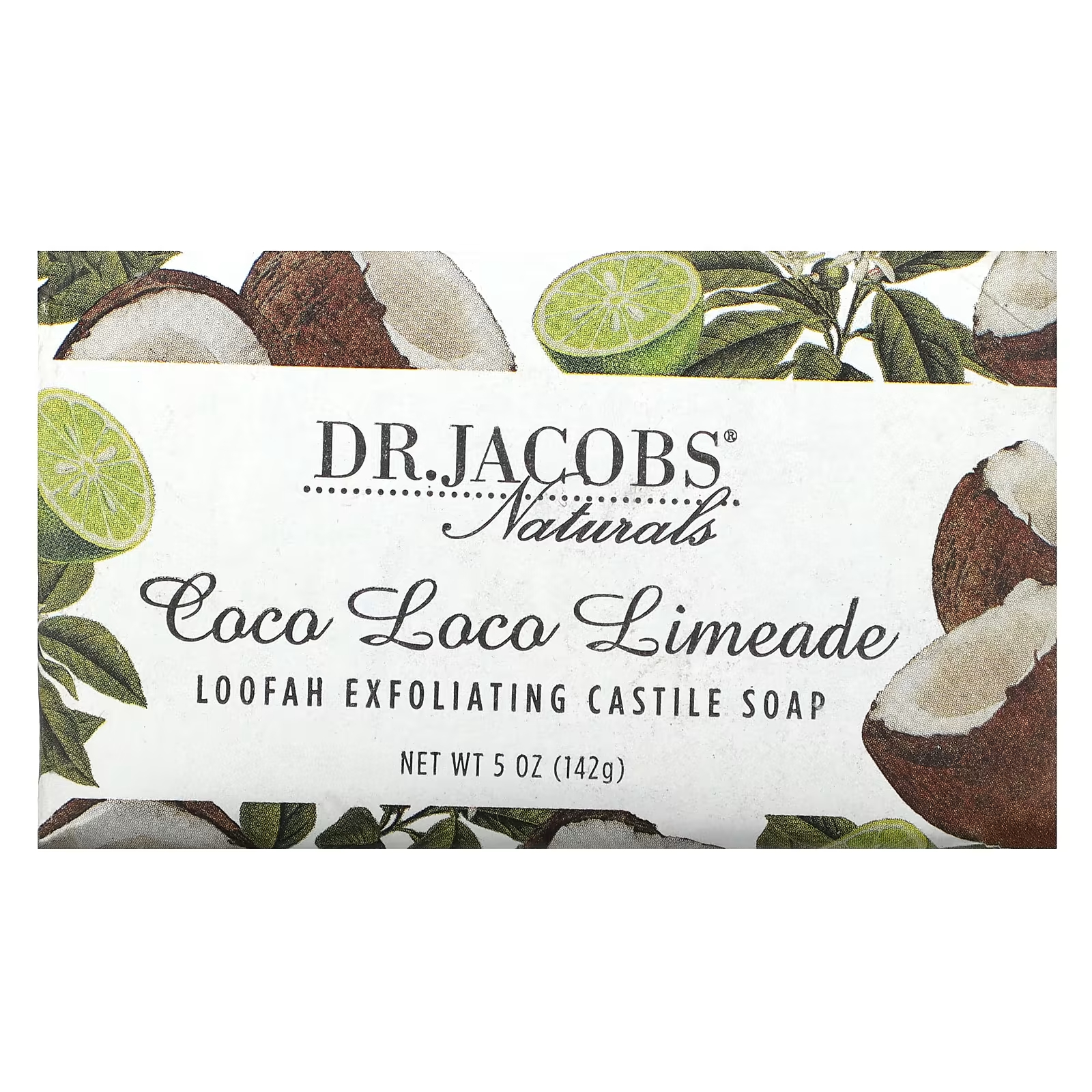 цена Jacobs Naturals Loofah Отшелушивающее кастильское мыло Coco Loco Limeade, 5 унций (142 г) Dr. Jacobs Naturals