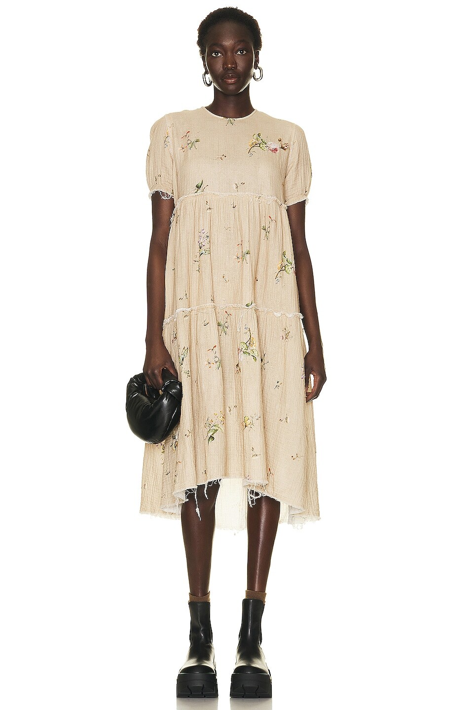 

Платье миди R13 Shredded Relaxed, цвет Floral On Khaki