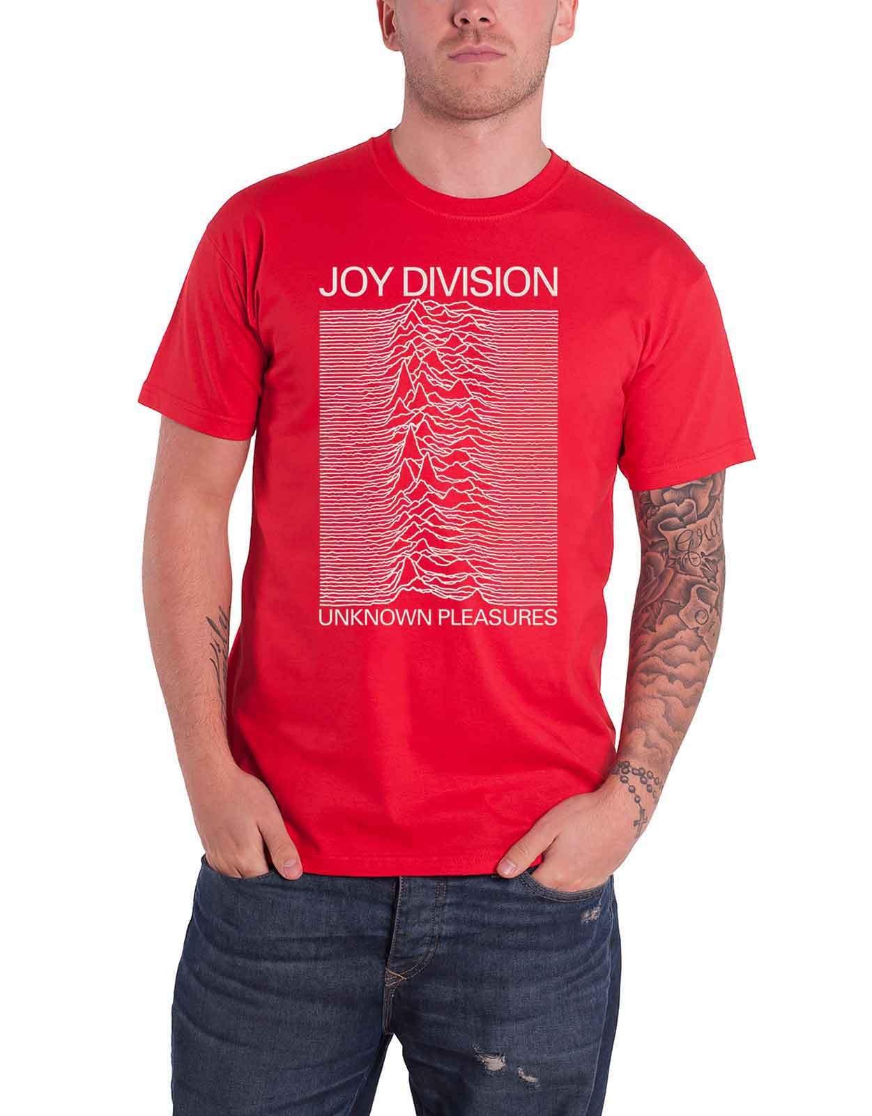 Бело-красная футболка Unknown Pleasures Joy Division, красный футболка joy division футболка dantes инферно joy division готическая рубашка ян кертис post punk рубашка unknown приятности готическая рубашка