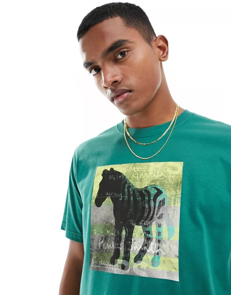 

Зеленая футболка Paul Smith с зебровым принтом PS Paul Smith