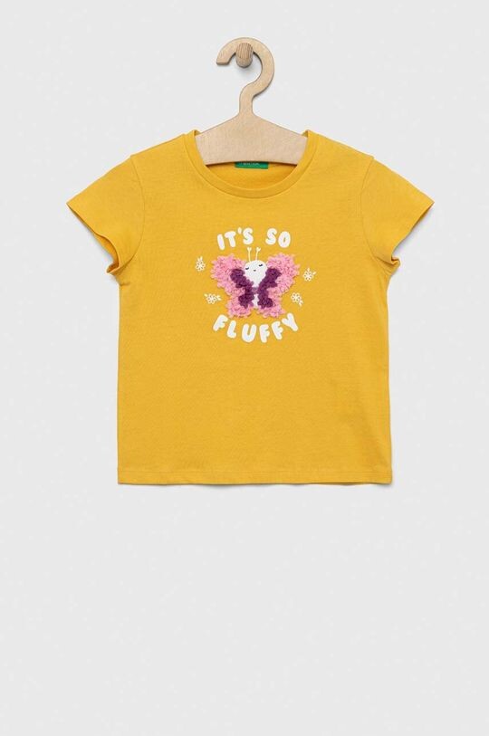 

Детская хлопковая футболка United Colors of Benetton, желтый