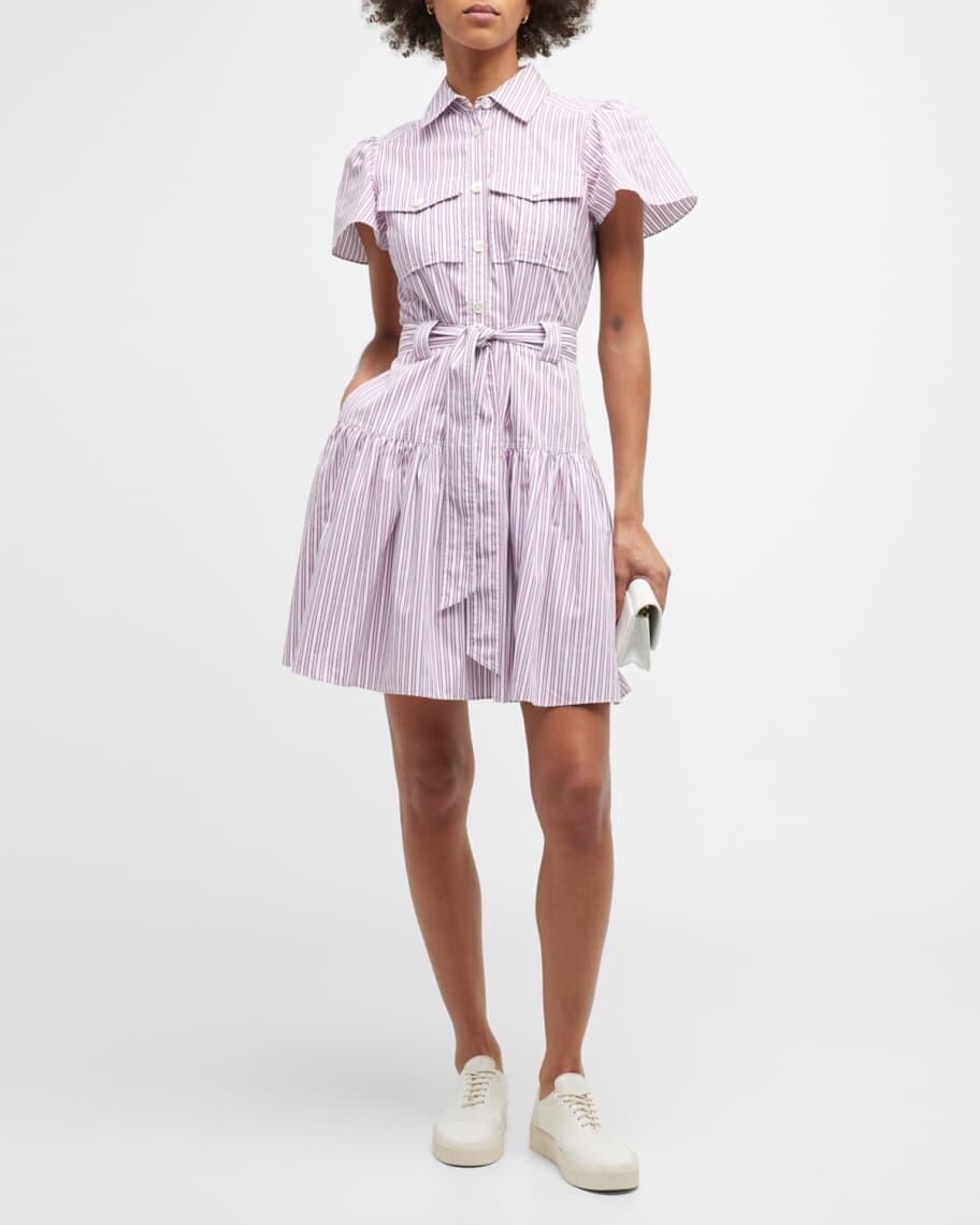 

Полосатое мини-платье-рубашка Pei в полоску Derek Lam 10 Crosby