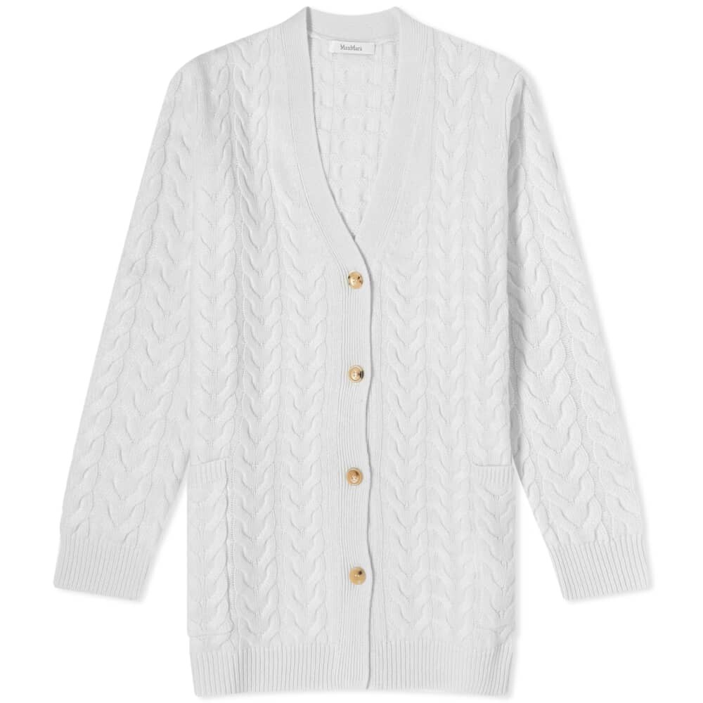 

Объемный кардиган косой вязки Max Mara Brioso, белый