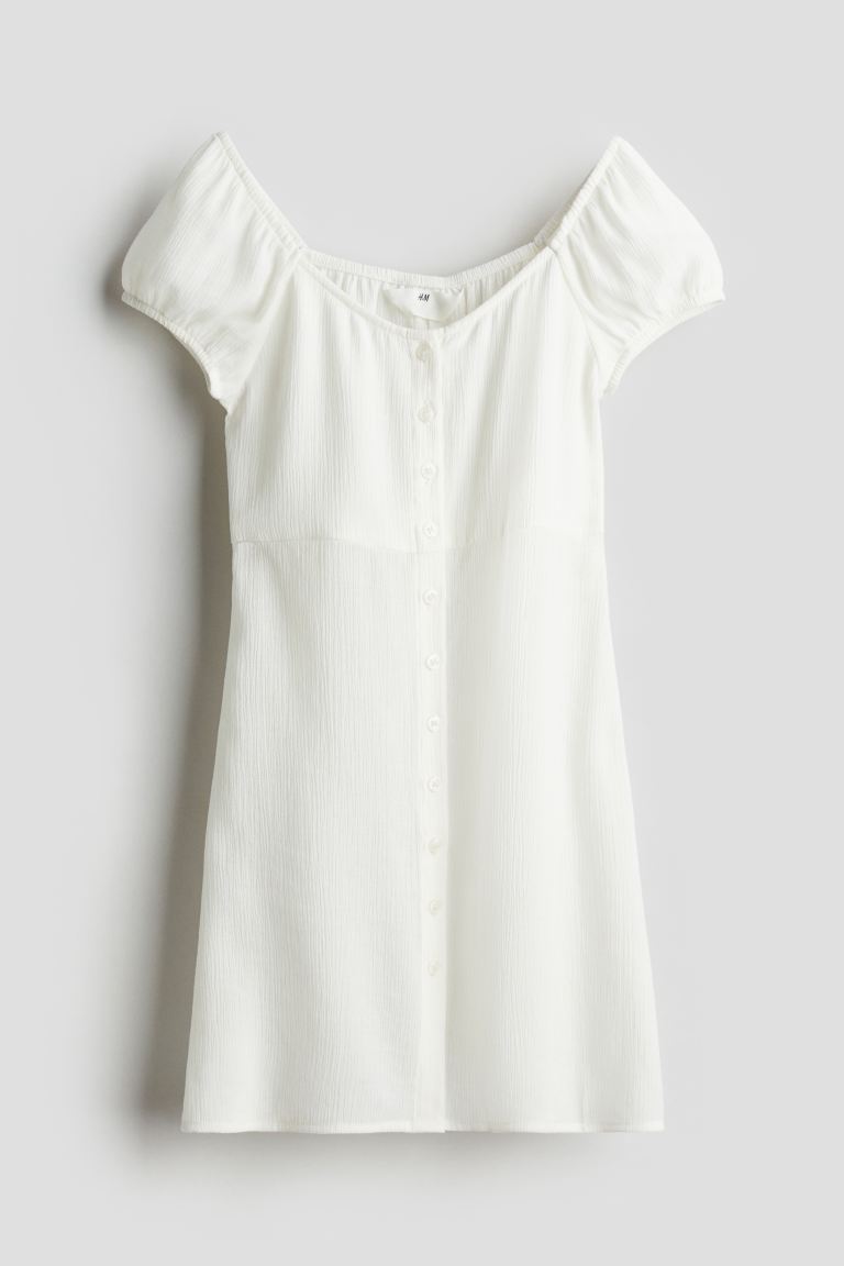 Приталенное платье с объемными рукавами H&M, белый