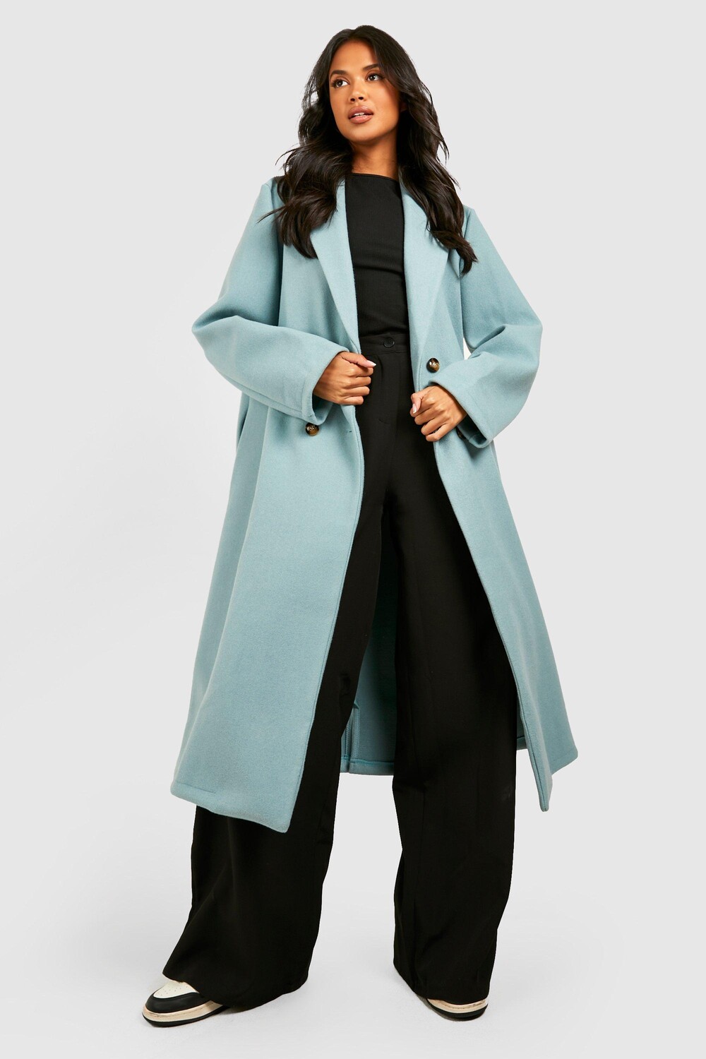 

Двубортное пальто Boohoo, синий