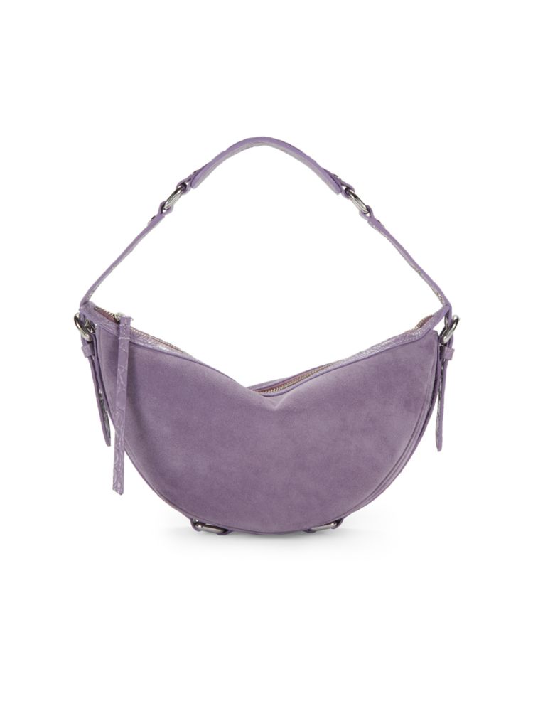 Замшевая сумка через плечо в форме полумесяца By Far, фиолетовый