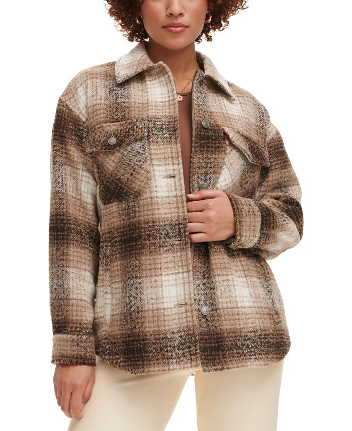 цена Женская куртка в клетку на пуговицах с молнией спереди Levi's, цвет Black/Cream