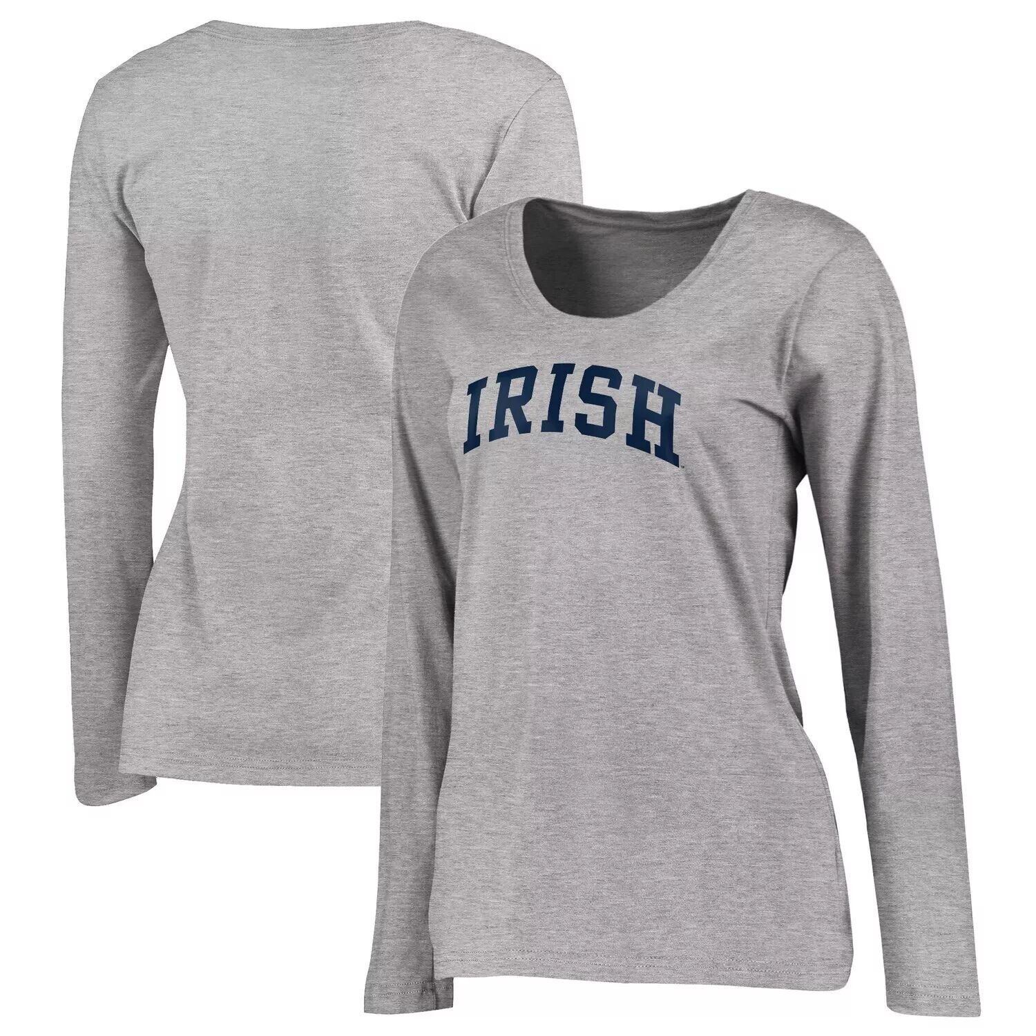 

Женская серая футболка с длинными рукавами и фирменным логотипом Fanatics Notre Dame Fighting Irish Arch Fanatics