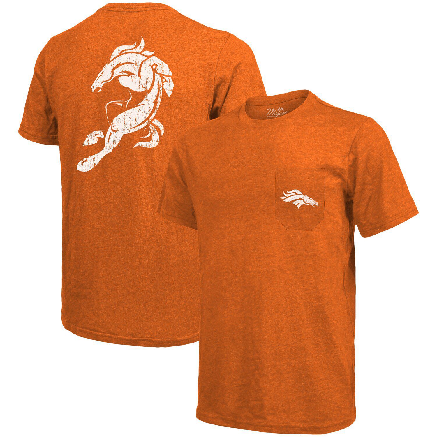 Футболка с карманами Tri-Blend Denver Broncos Majestic Threads - оранжевый футболка new england patriots threads с карманами tri blend темно синий с меланжевым отливом majestic
