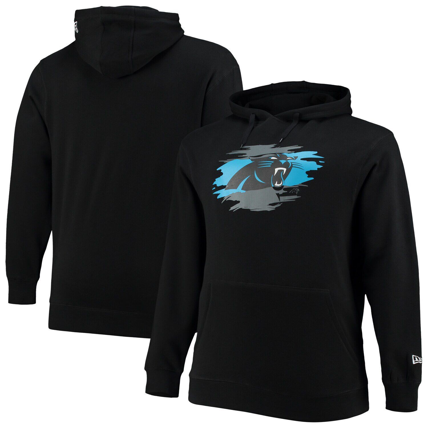 

Мужской черный пуловер с капюшоном и логотипом Carolina Panthers Big & Tall Primary New Era