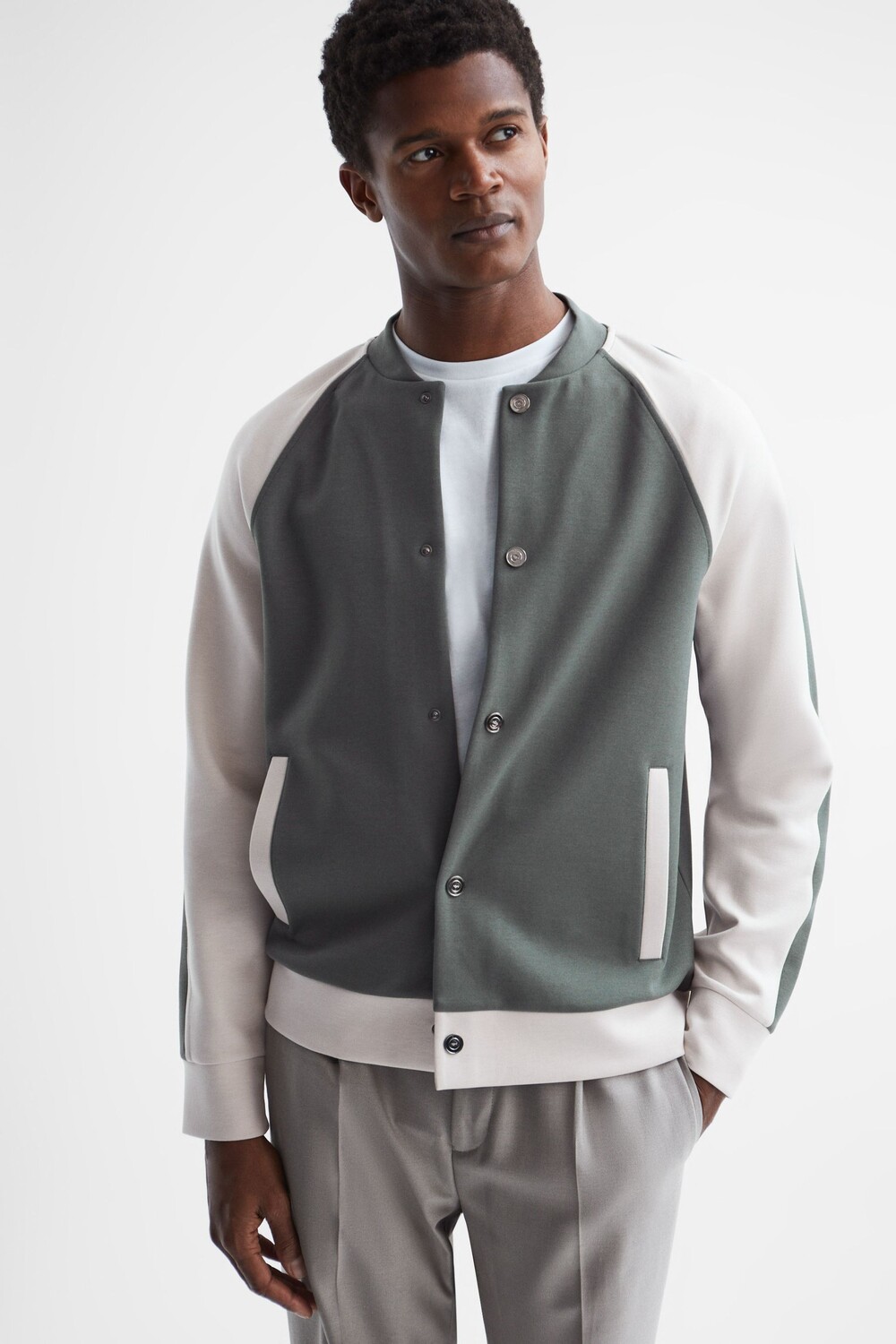 

Бомбер с длинными рукавами Giles Interlock Reiss, хаки