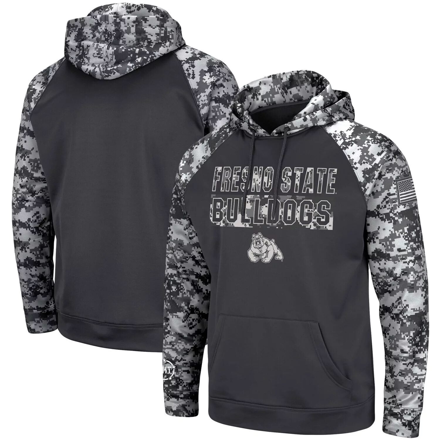 

Мужской темно-серый пуловер с капюшоном Fresno State Bulldogs OHT Military Appreciation Digital Camo Colosseum