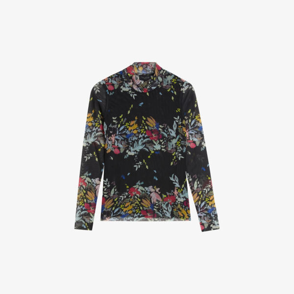 

Топ amandha из эластичной сетки с цветочным принтом Ted Baker, черный