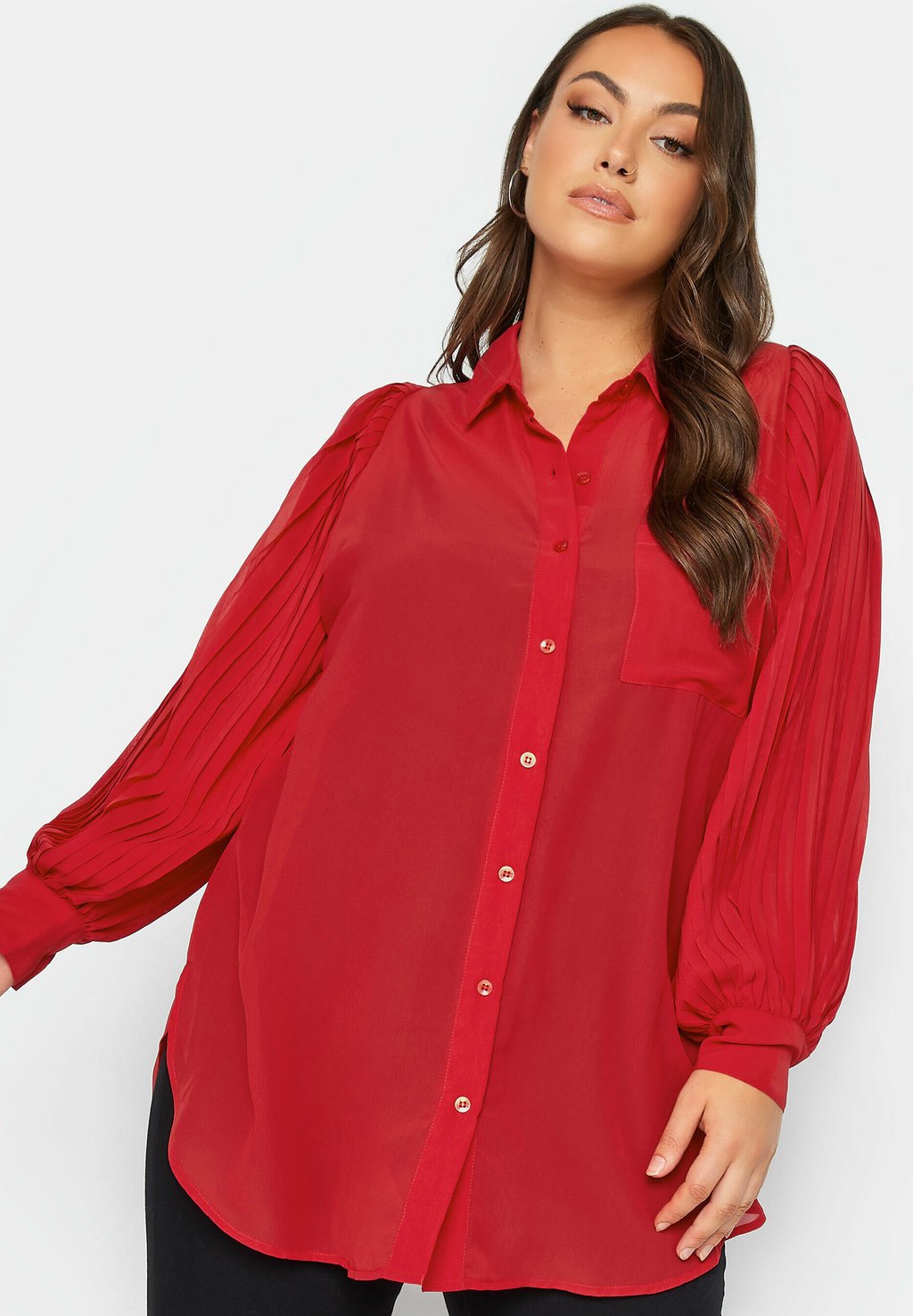 Блузка-рубашка PLEAT SLEEVE Yours Clothing, цвет red вязаный свитер yours clothing цвет red