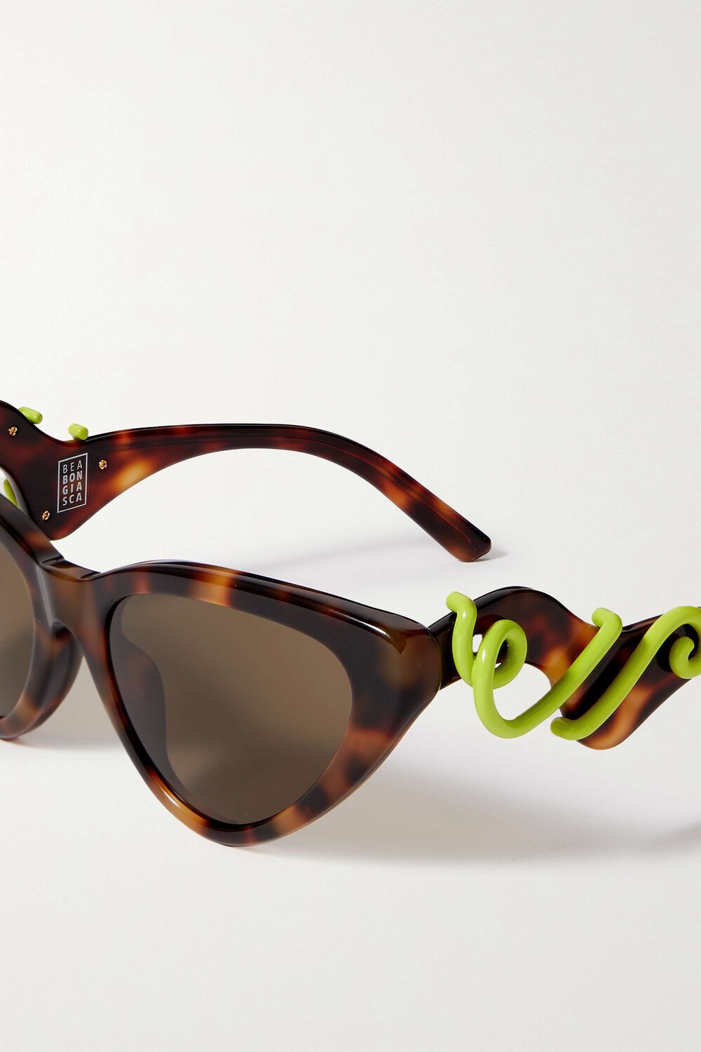 

LINDA FARROW EYEWEAR + солнцезащитные очки Bea Bongiasca из ацетата черепаховой расцветки «кошачий глаз», принт черепаха