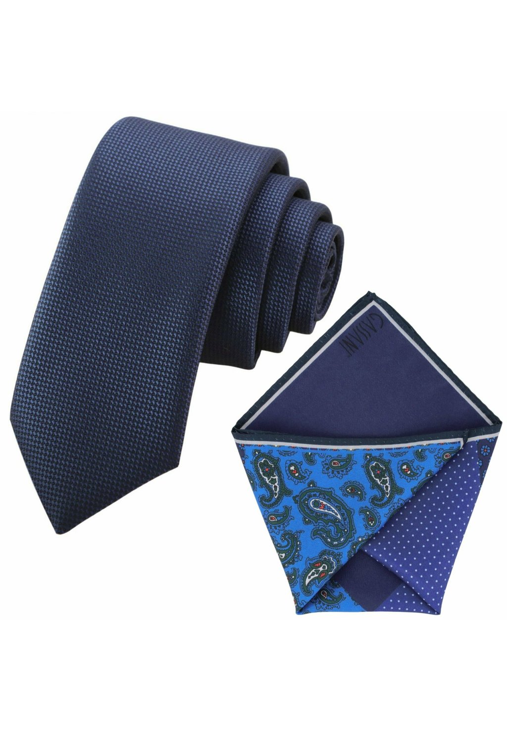 цена Нагрудный платок 2 SET DON SLIM KRAWATTE & 4 DESIGN PAISLEY EINSTECKTUCH Gassani, цвет royal-blau ultramarin | capriblau moos-gruen paisley