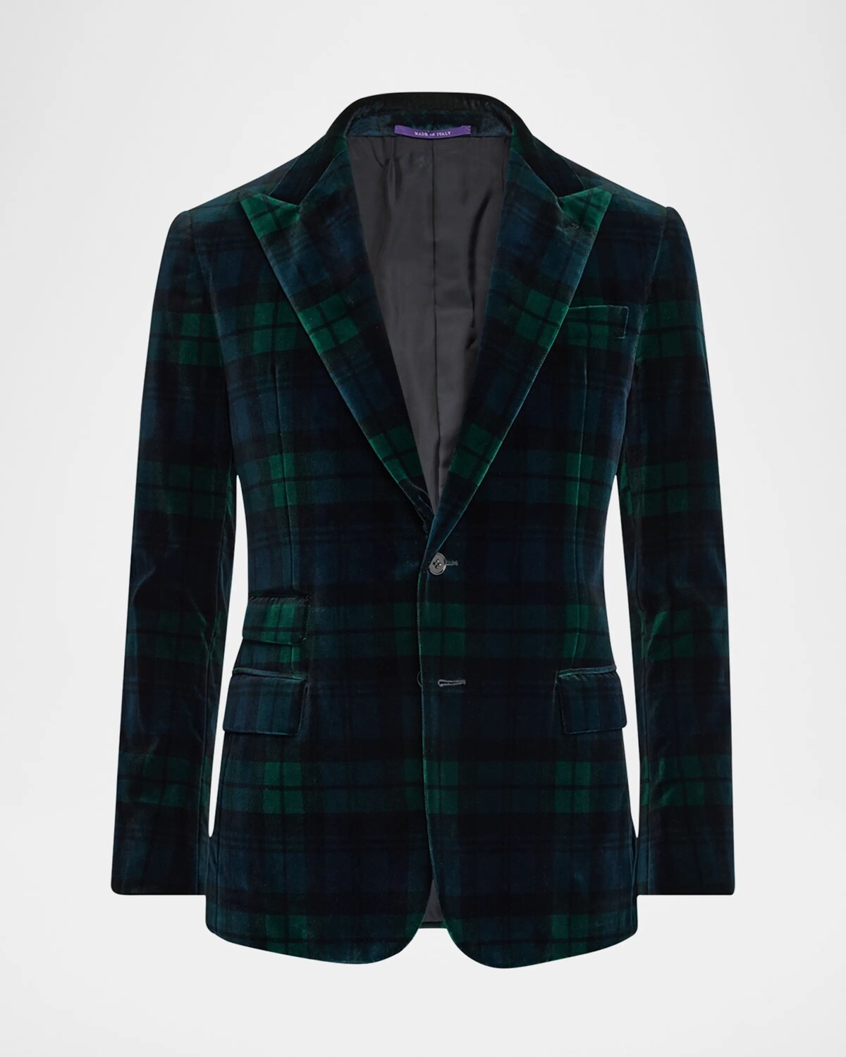 

Мужская бархатная куртка в шотландскую клетку ручной работы Kent Ralph Lauren Purple Label, цвет Black Multi