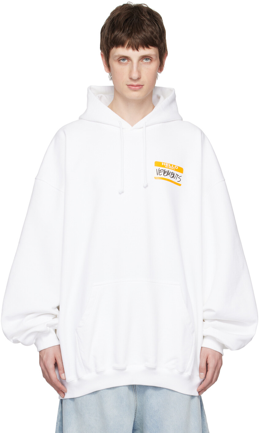 

VETEMENTS Белое худи My Name Is, Белый