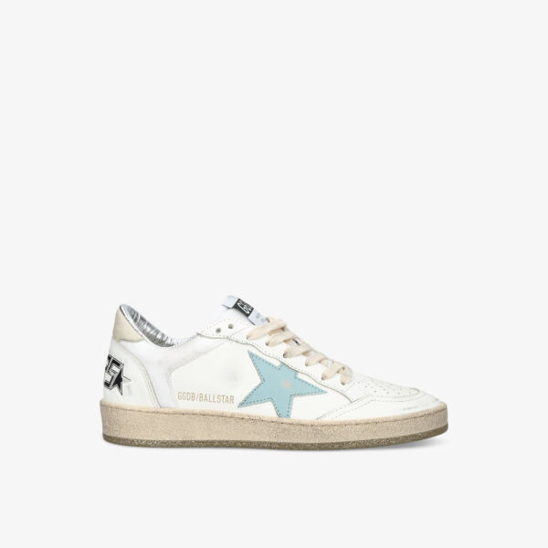 

Женские кожаные низкие кеды ballstar 10548 с вышивкой звезд Golden Goose, белый
