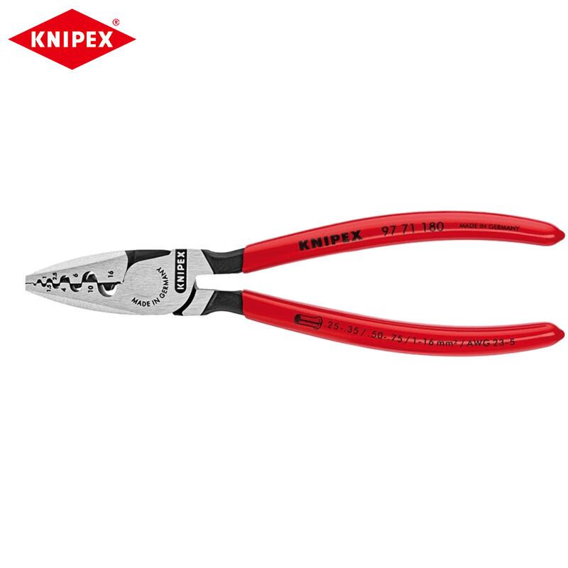 Обжимные клещи KNIPEX, 180 мм, с пластиковой ручкой, трудосберегающие портативные обжимные клещи для клемм 97 71 180