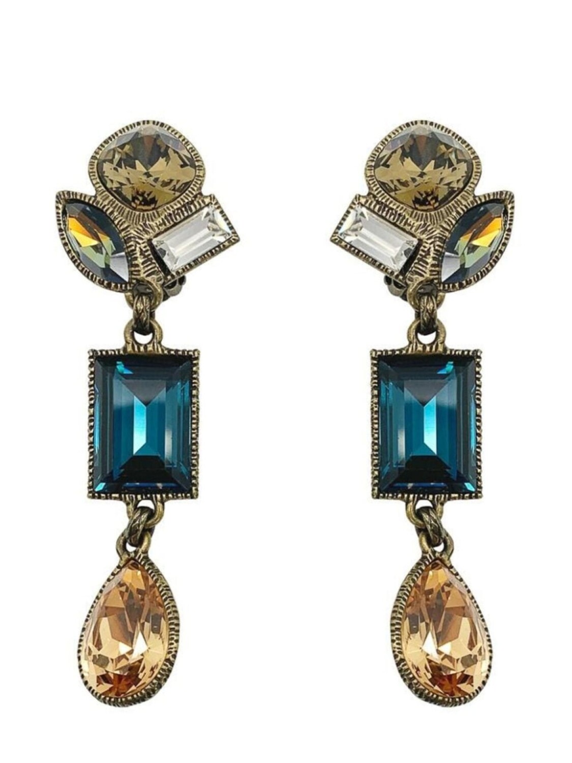 

Винтажный Philippe Ferrandis Citrine & Серьги из сапфирового стекла 1990-е Jennifer Gibson Jewellery, серебряный