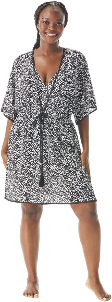 

Купальник COCO REEF Villa Cheetah Breeze V-Neck Caftan Cover-Up, черный