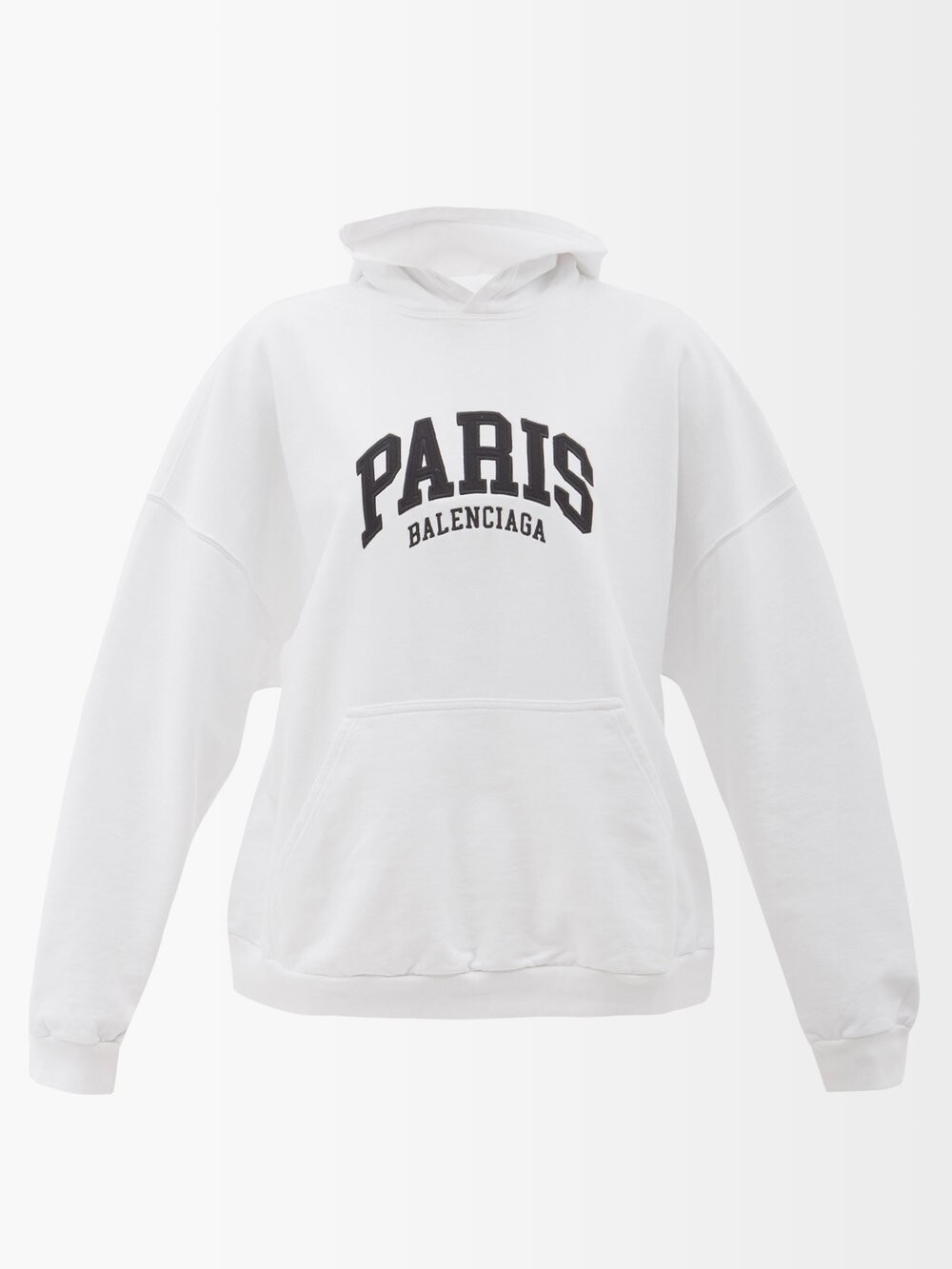 

Толстовка с капюшоном из хлопкового джерси с вышивкой paris Balenciaga, белый