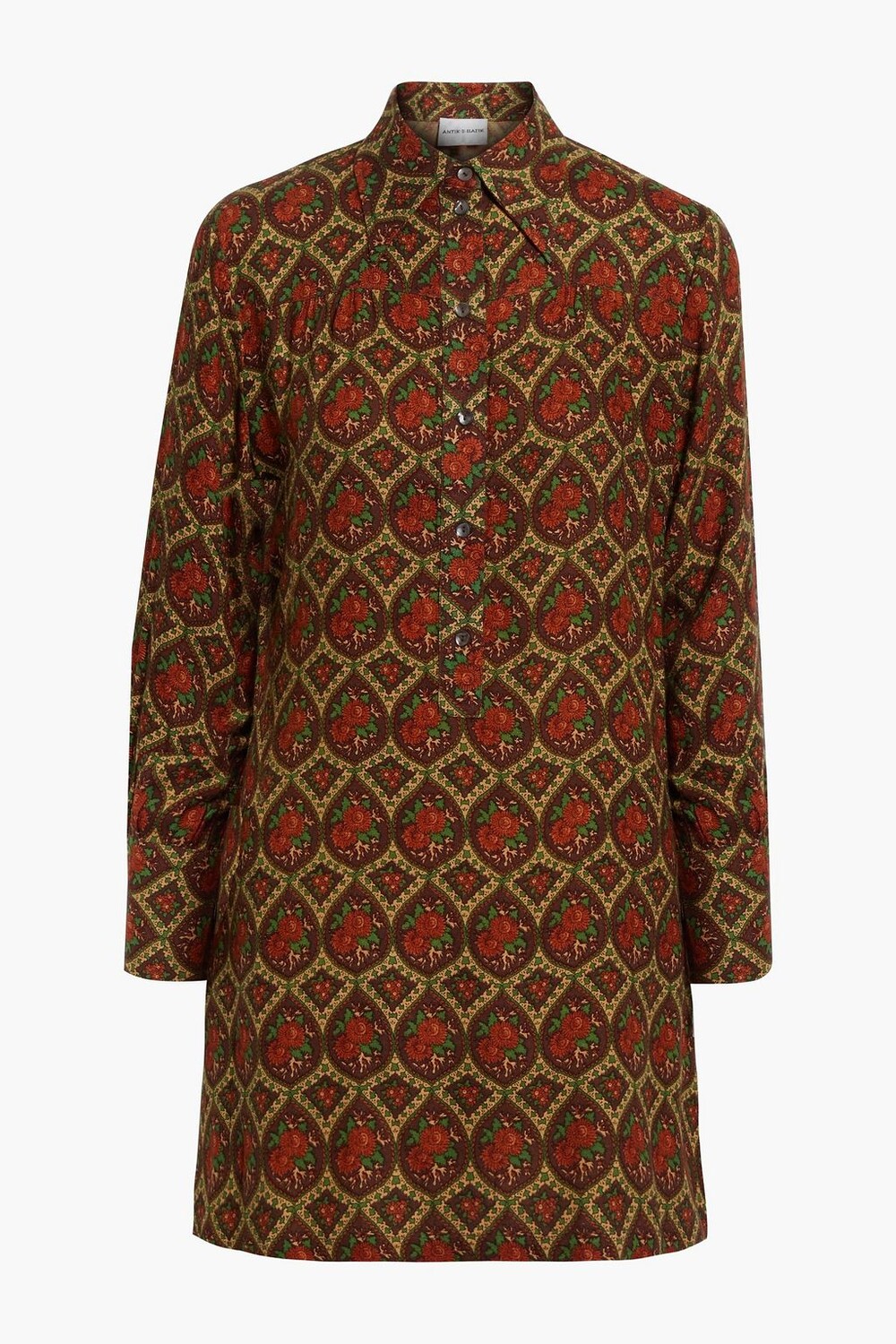 

Платье мини из крепа с принтом Monique и сборками ANTIK BATIK, коричневый