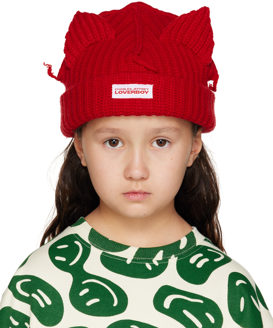 

Детская красная шапка с массивными ушками Charles Jeffrey LOVERBOY