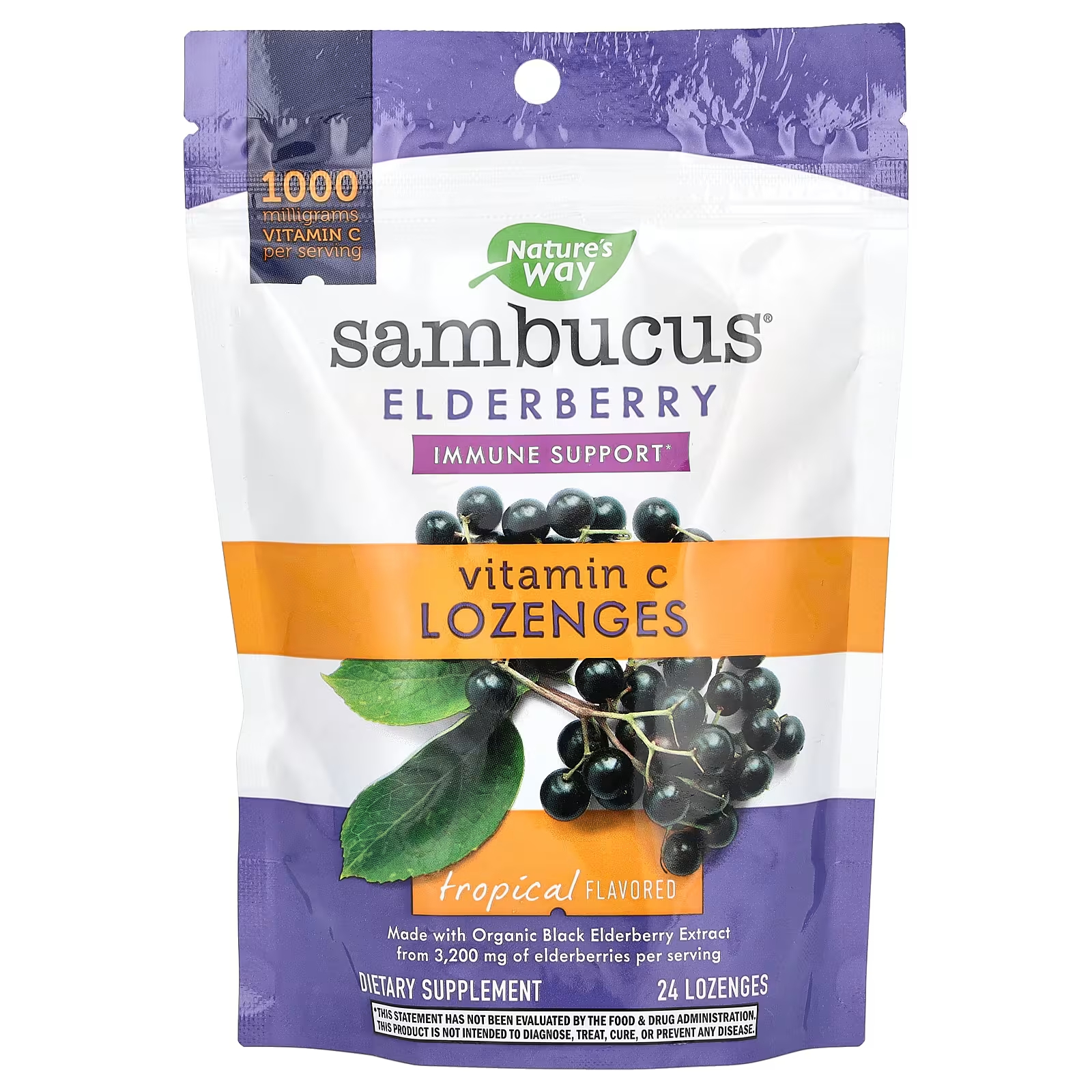 Леденцы Nature's Way Sambucus Elderberry Vitamin C, 24 штуки леденцы nature s way sambucus elderberry organic 24 штуки
