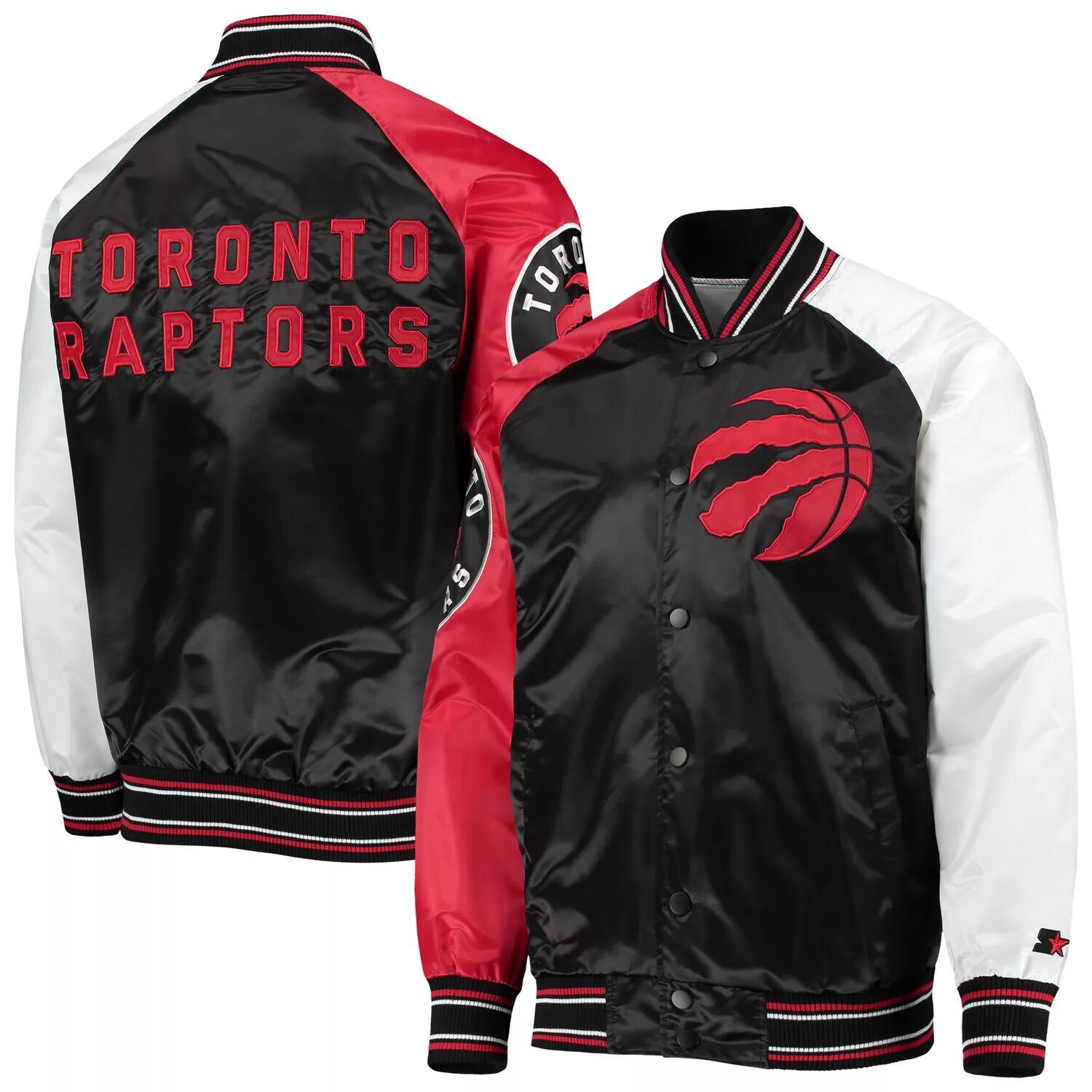 

Мужская черно-красная куртка Toronto Raptors Reliever Varsity из атласа с длинными кнопками реглан Starter, Черный