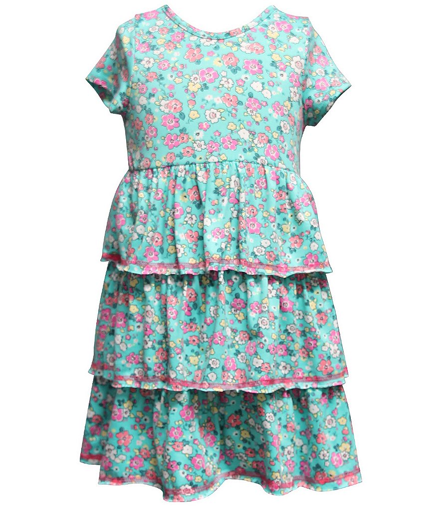 Платье-трапеция с короткими рукавами и оборками Ava & Yelly Little Girls 4–6X, мультиколор