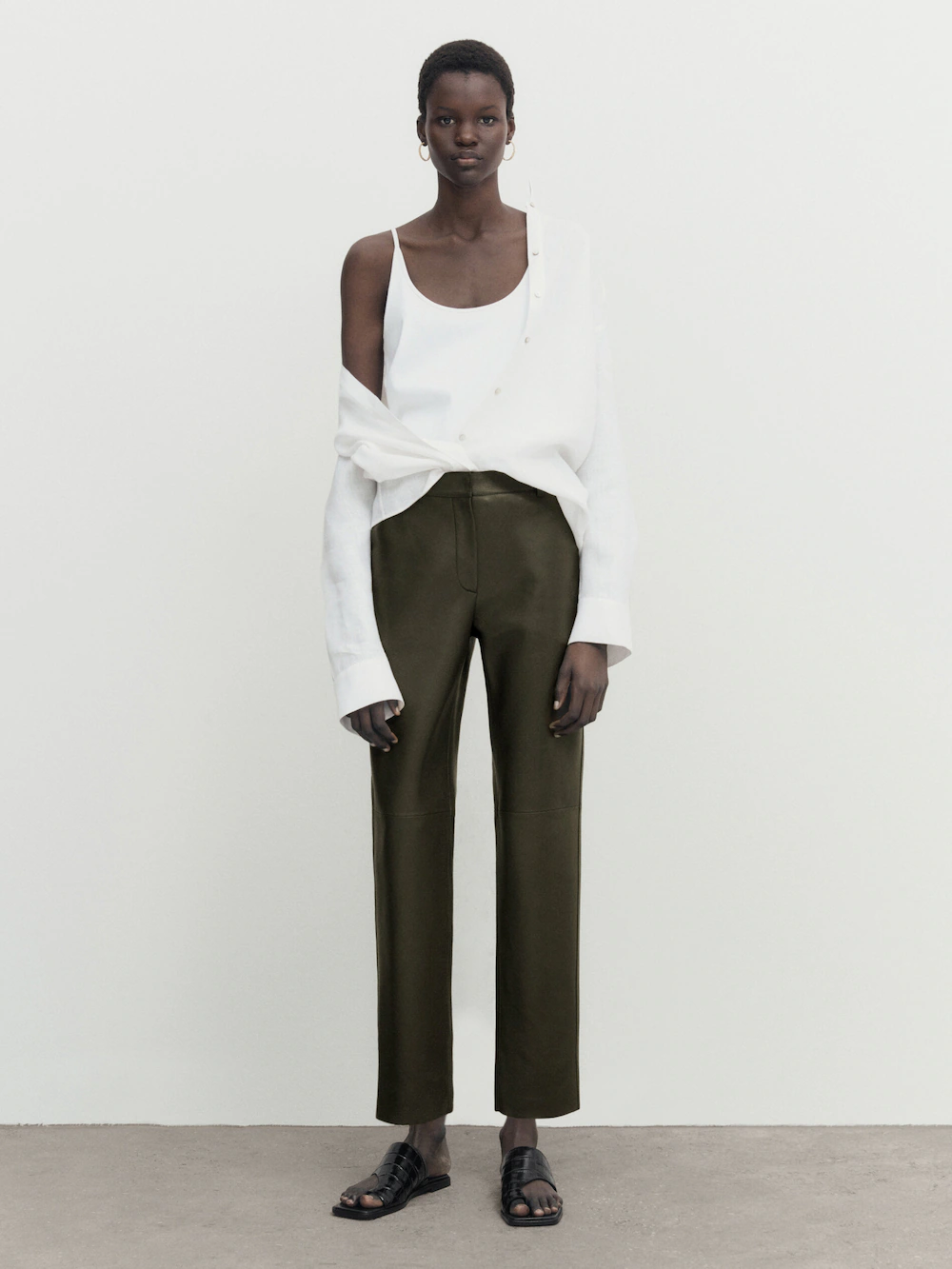 

Рубашка оверсайз из 100% рэми Massimo Dutti, белый