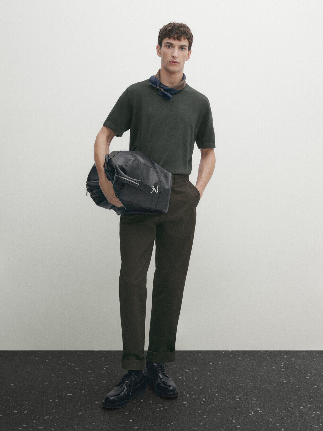 

Трикотажный свитер с короткими рукавами Massimo Dutti, зеленый