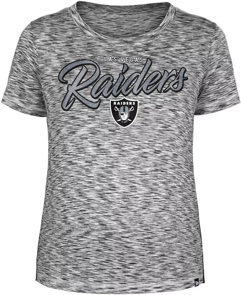 

Женская блестящая черная футболка New Era Las Vegas Raiders Space Dye