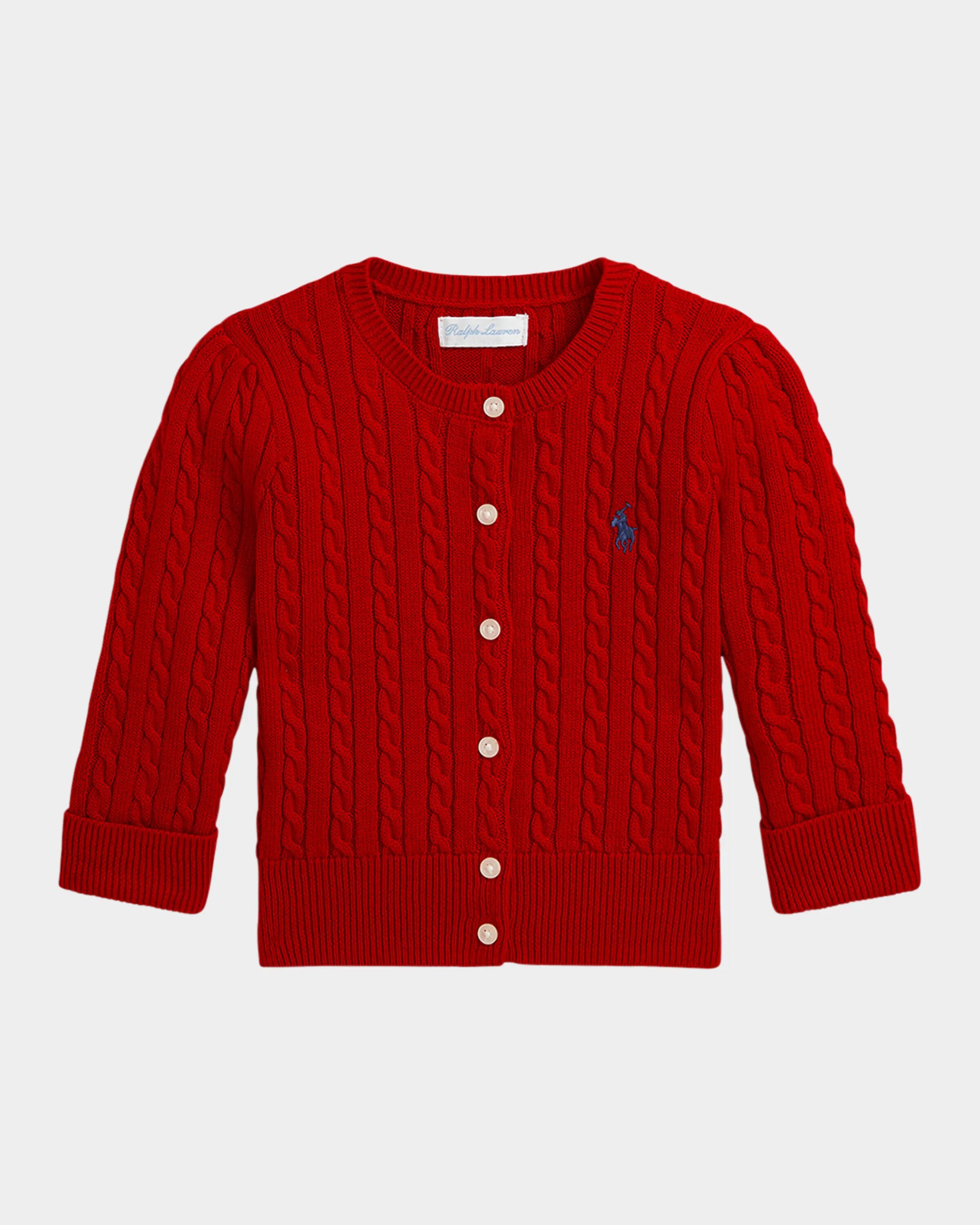 

Кардиган косой вязки для девочки с вышивкой, размер 3-24 м Ralph Lauren Childrenswear, цвет Rl Red