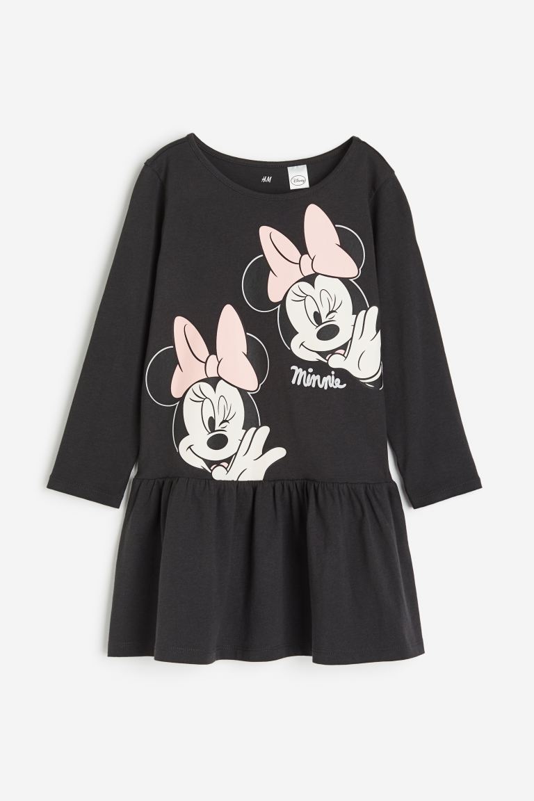 Хлопковое платье с рисунком H&M, серый цена и фото