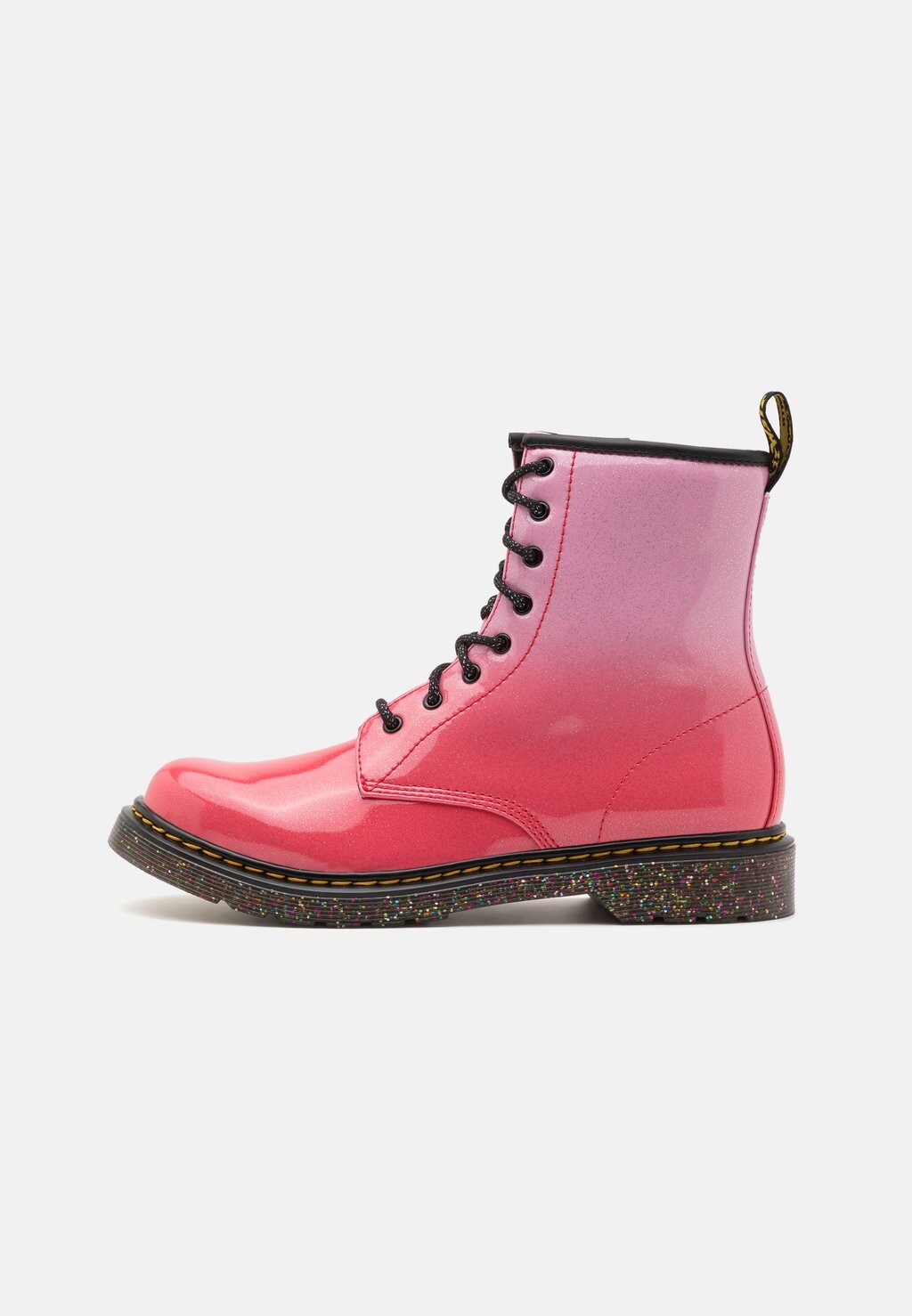 

Ботильоны на шнуровке Dr. Martens, цвет pink gradient glitter