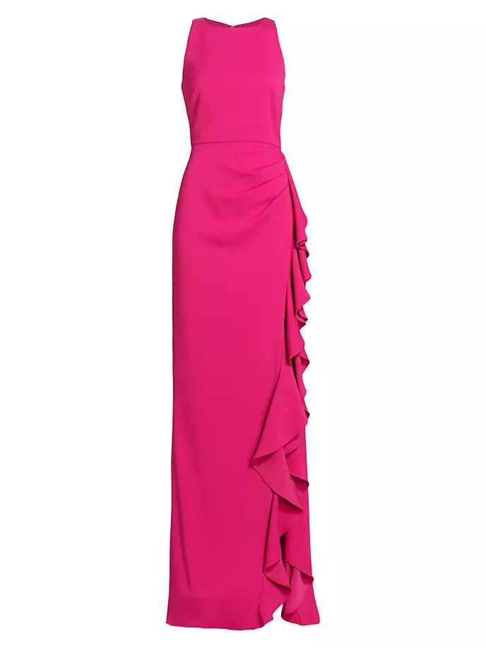 

Платье с разрезом и рюшами «Одесса» Badgley Mischka, цвет strawberry
