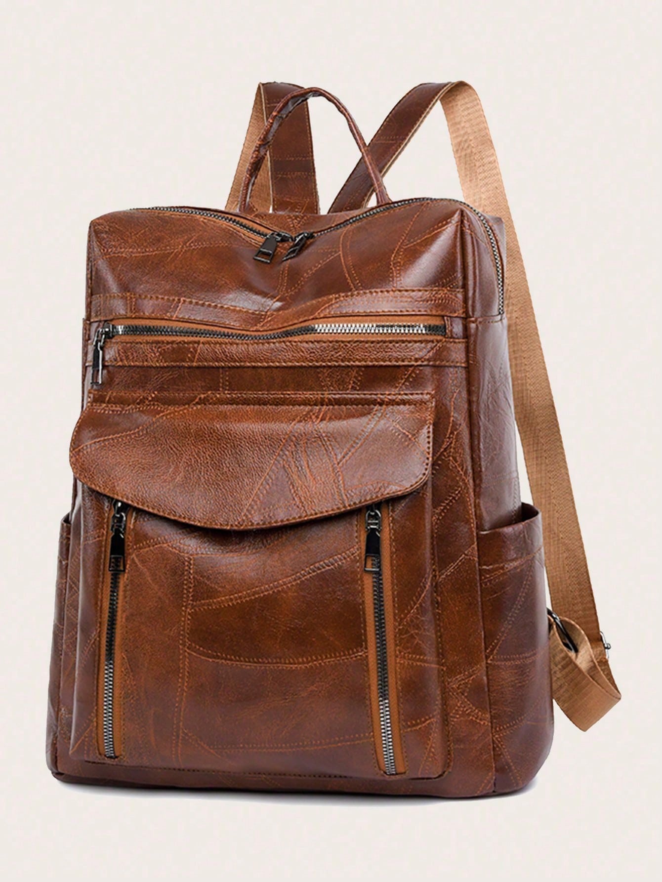 974 reunionby tkmdesign 17 дюймовый рюкзак на плечо винтажный спортивный активный графический прочный плотный рюкзак Винтажный однотонный кампусный рюкзак двойного назначения на одно плечо для мужчин и женщин, коричневый