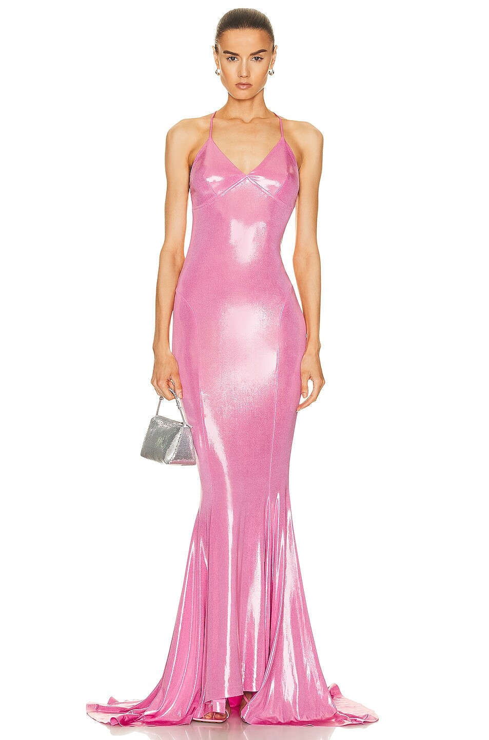 

Платье Norma Kamali Low Back Slip Mermaid Fishtail Gown, цвет Candy Pink