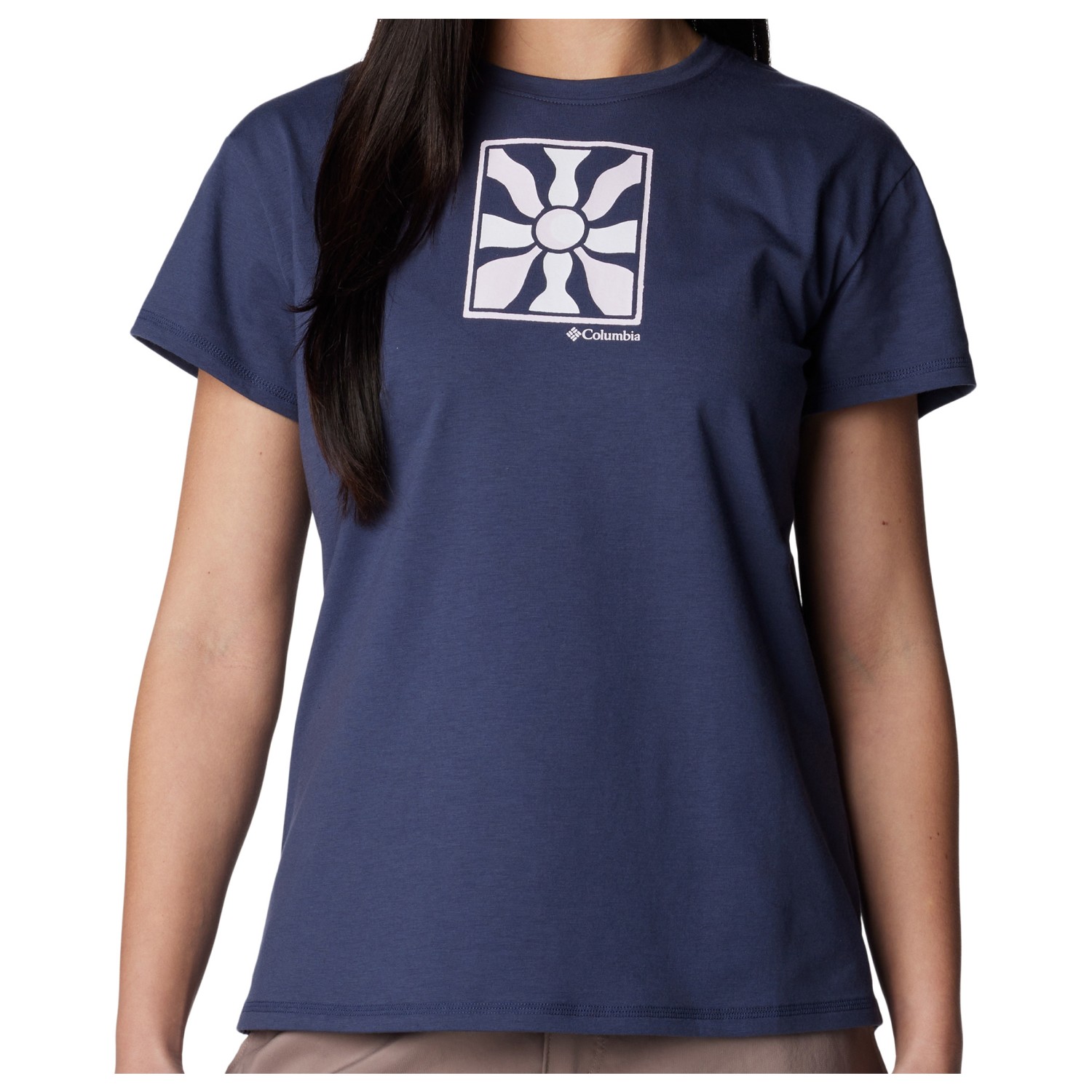 Функциональная рубашка Columbia Women's Sun Trek S/S Graphic Tee, цвет Nocturnal/Wavy Rays поло мужское columbia sun trek polo черный