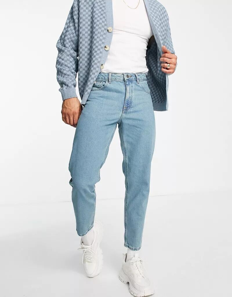 

Классические жесткие джинсы ASOS голубого оттенка