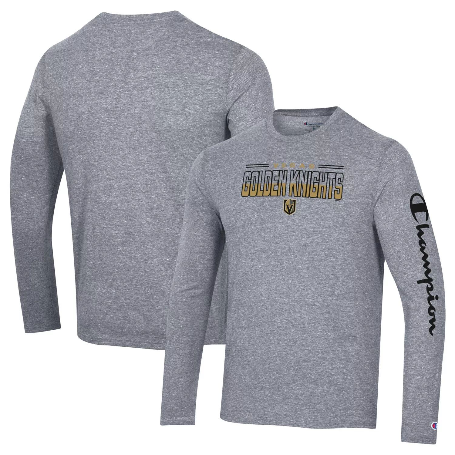 

Мужская футболка с длинным рукавом Heather Grey Vegas Golden Knights Tri-Blend Champion