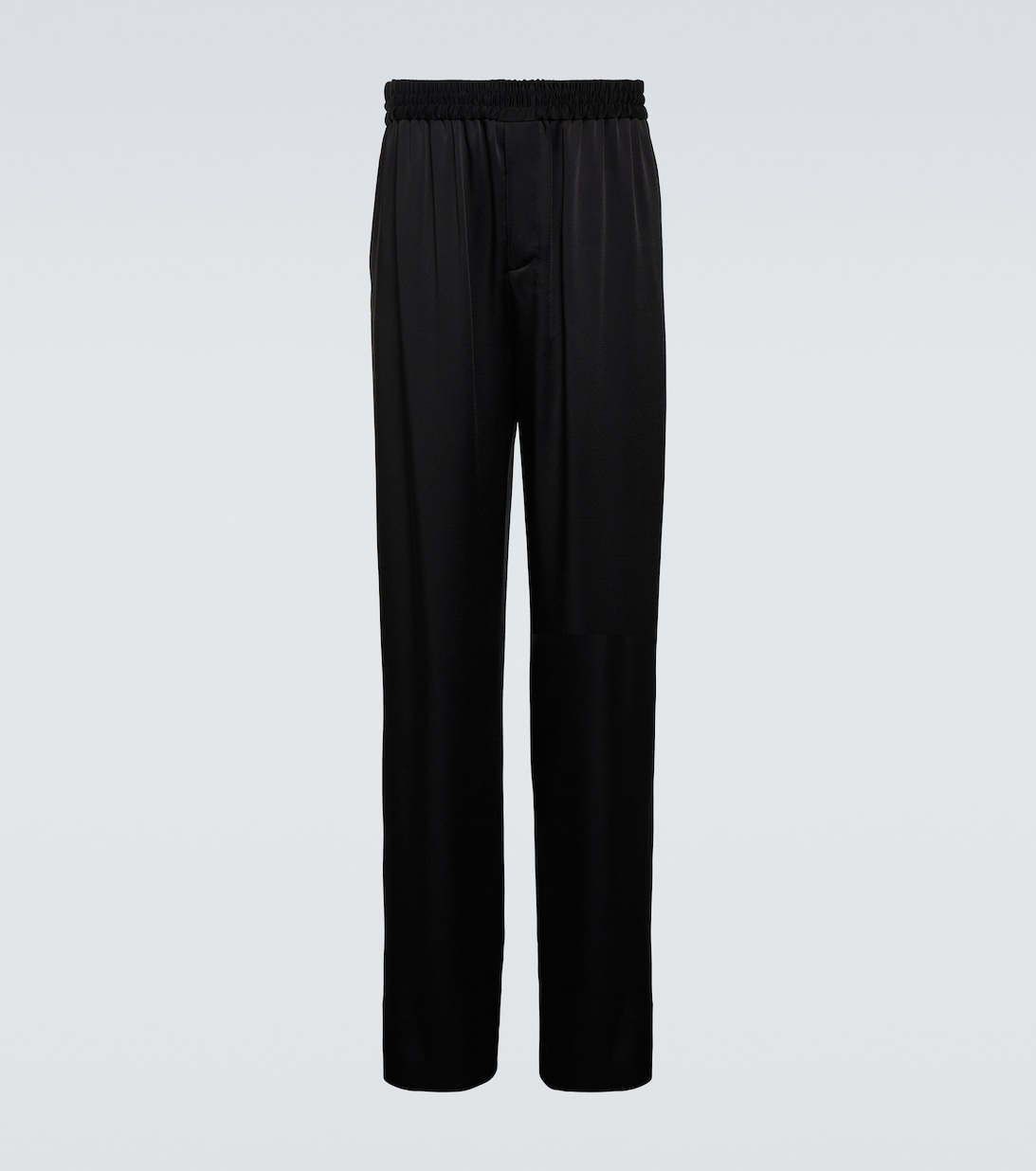 Атласные брюки прямого кроя Saint Laurent, черный
